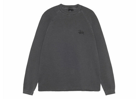 Stussy Raglan Thermal L/s Crew Washed Black