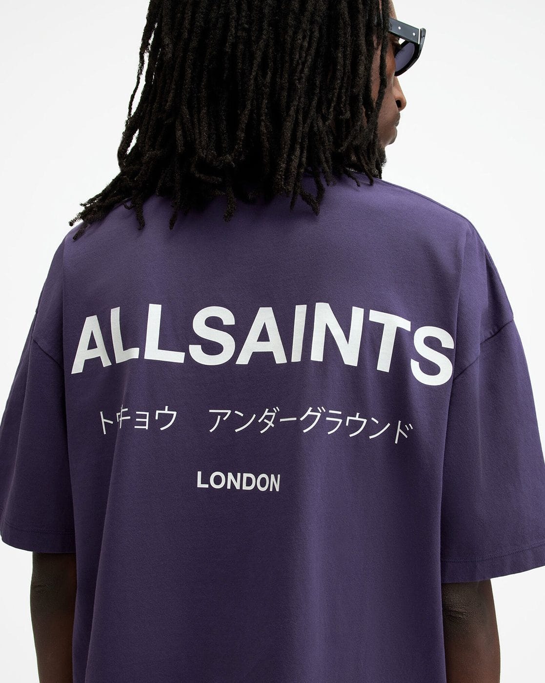 All Saints Underground Cotton Oversized T Shirt With Signature Logo Print (purple)
