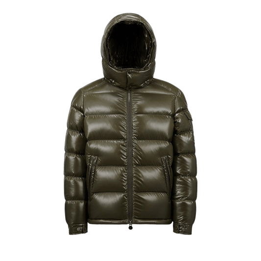 Moncler Maya Hooded Puffer Shiny Jacket 'olive'