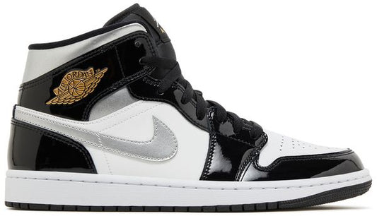 Air Jordan 1 Mid Se 'black White Metallic Silver'