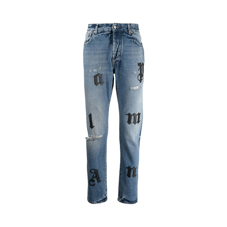 Palm Angels Logo Patch Classic 5 Pocket Jeans 'blue/black'