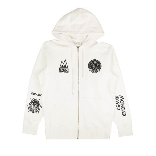 Moncler Zip Up 1952 Logo Hoodie Sweatshirt 'white'