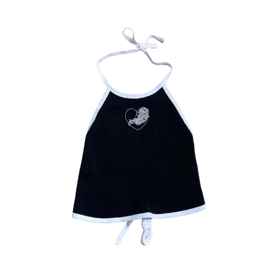 Chrome Hearts Heart Halter Top 'black/white'