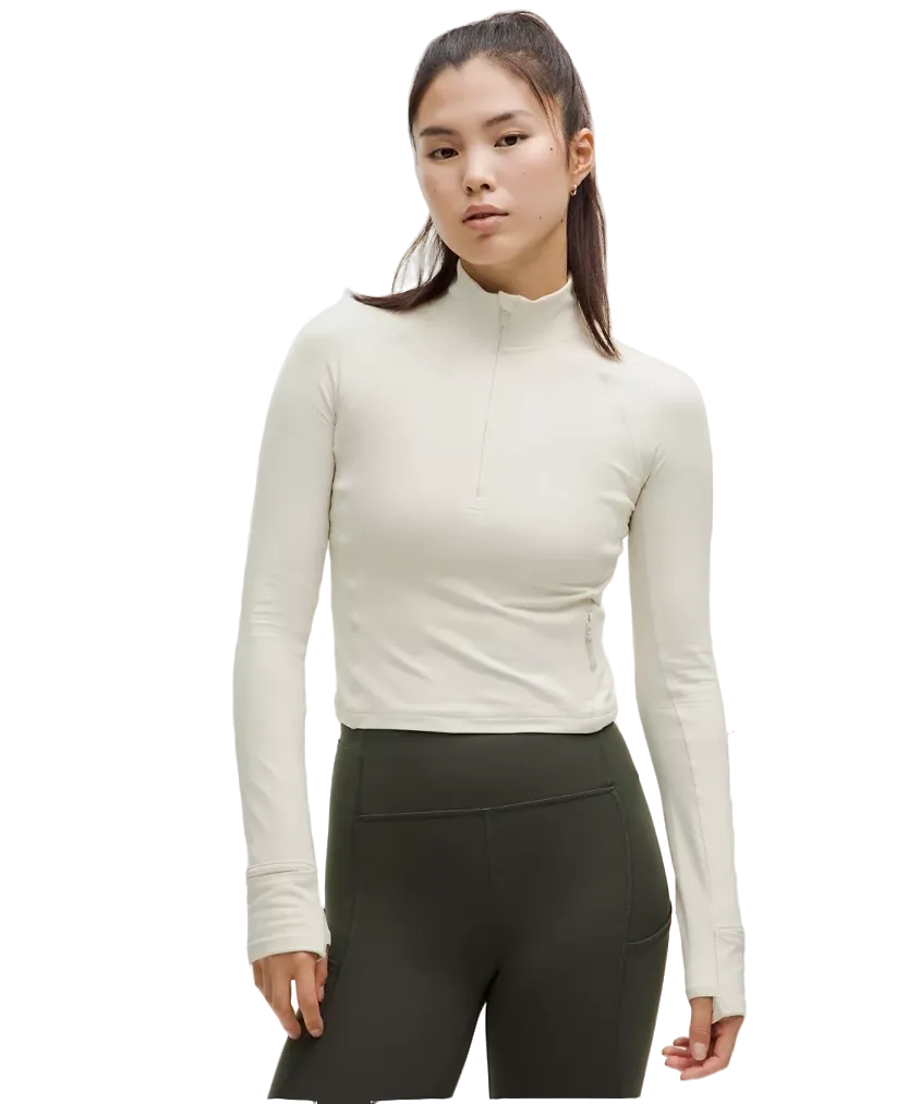 Lululemon It's Rulu Cropped Half Zip Updated Bone