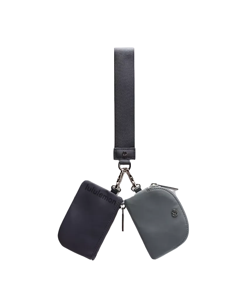 Lululemon Dual Pouch Wristlet Oil Grey/black Nigh