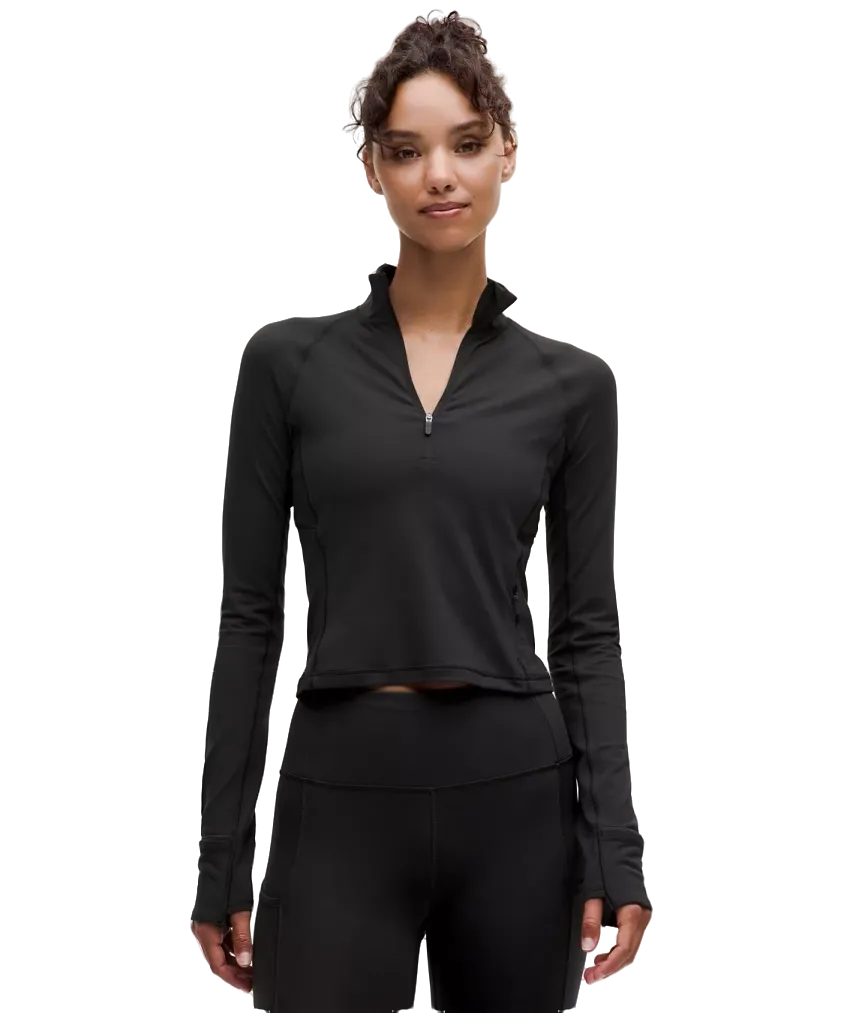 Lululemon It's Rulu Cropped Half Zip Updated Black