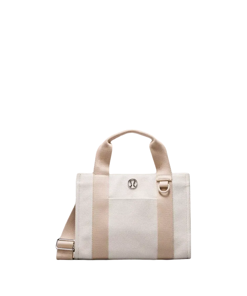 Lululemon Two Tone Canvas Mini Tote Bag 4.5l Mojave Tan/light Ivory