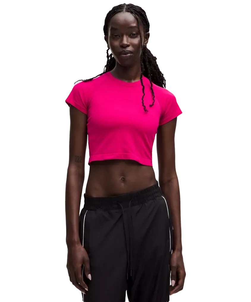 Lululemon Swiftly Tech Cropped Short Sleeve Shirt 2.0 Passionate