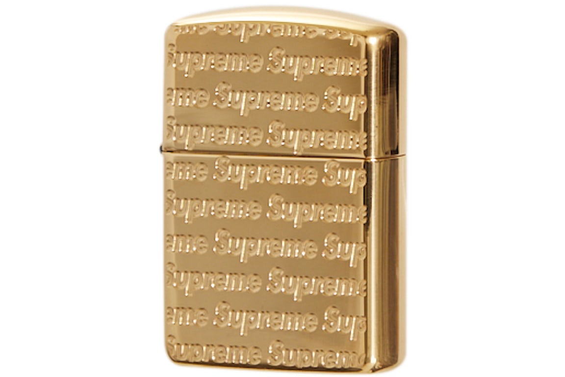 Supreme Repeat Engraved Zippo Gold