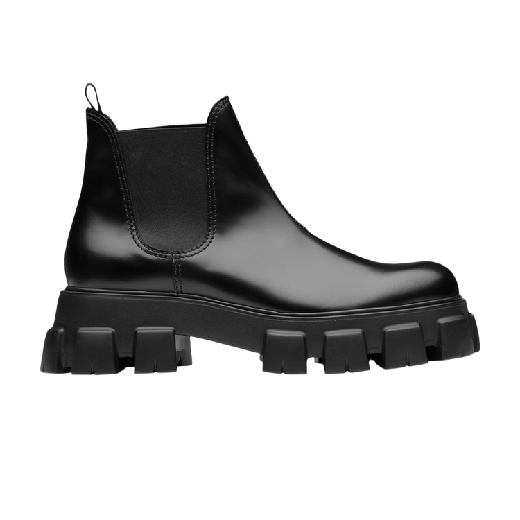 Prada Monolith Brushed Leather Chelsea Boot 'black'