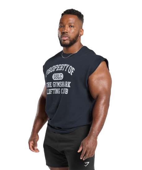 Gymshark Graphic Cut Off T Shirt Heavy Blue