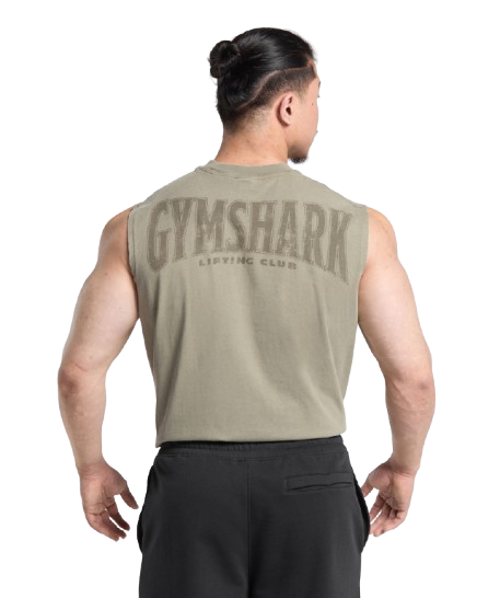Gymshark Heritage Washed Cut Off Tank Utility Green/acid Wash Small Ball