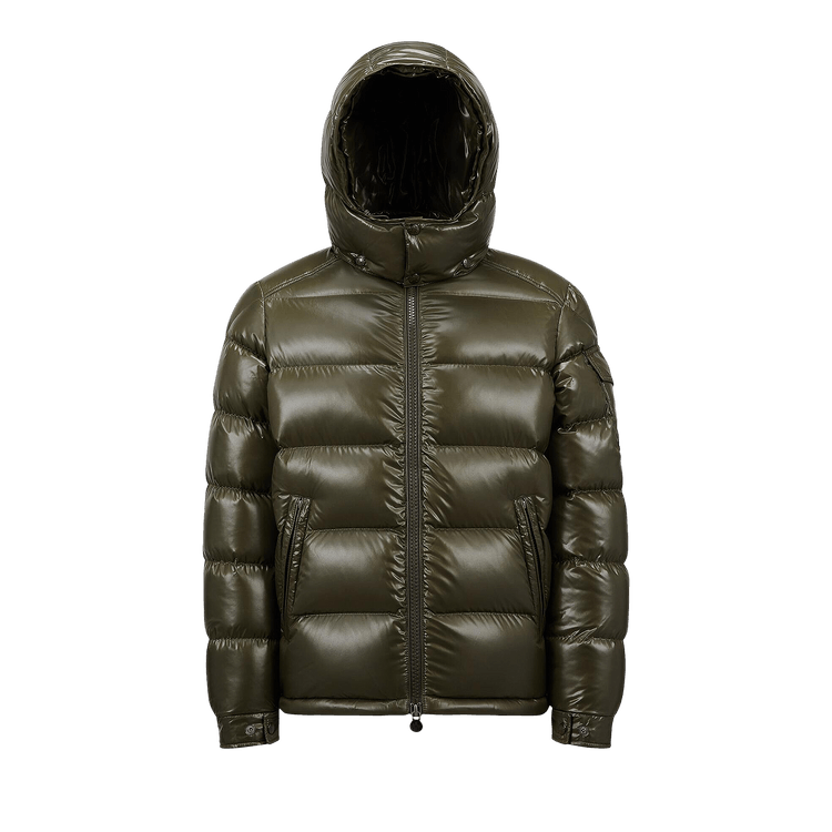 Moncler Maya Hooded Puffer Shiny Jacket 'olive'