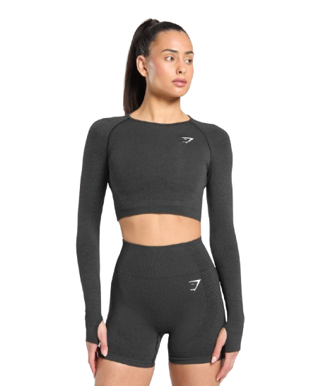 Gymshark Vital Seamless 2.0 Crop Top Black Marl
