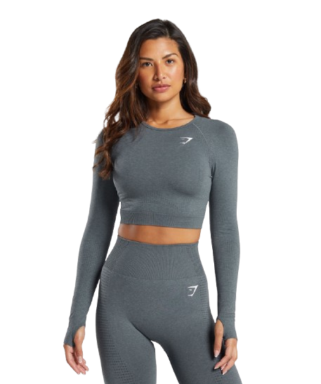 Gymshark Vital Seamless Crop Top Strong Grey/ Marl