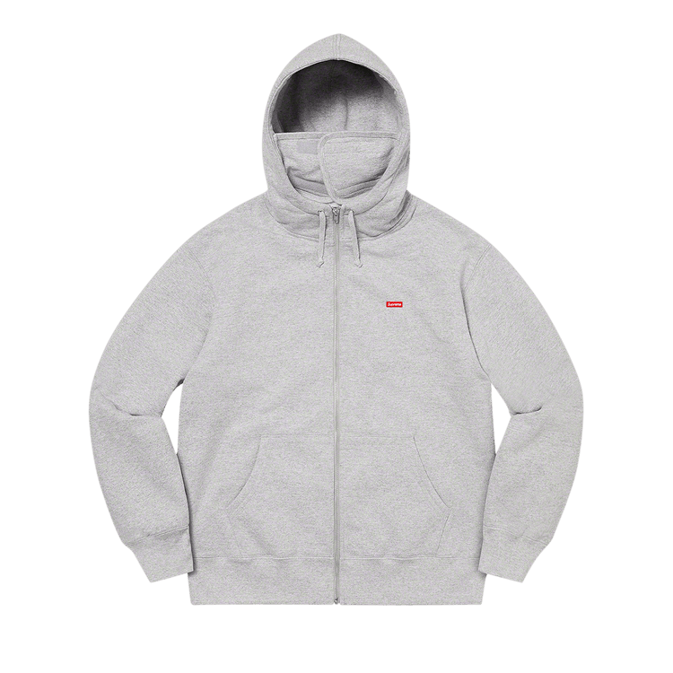 Supreme Small Box Facemask Zip Up Hooded Sweatshirt 'heather Grey'