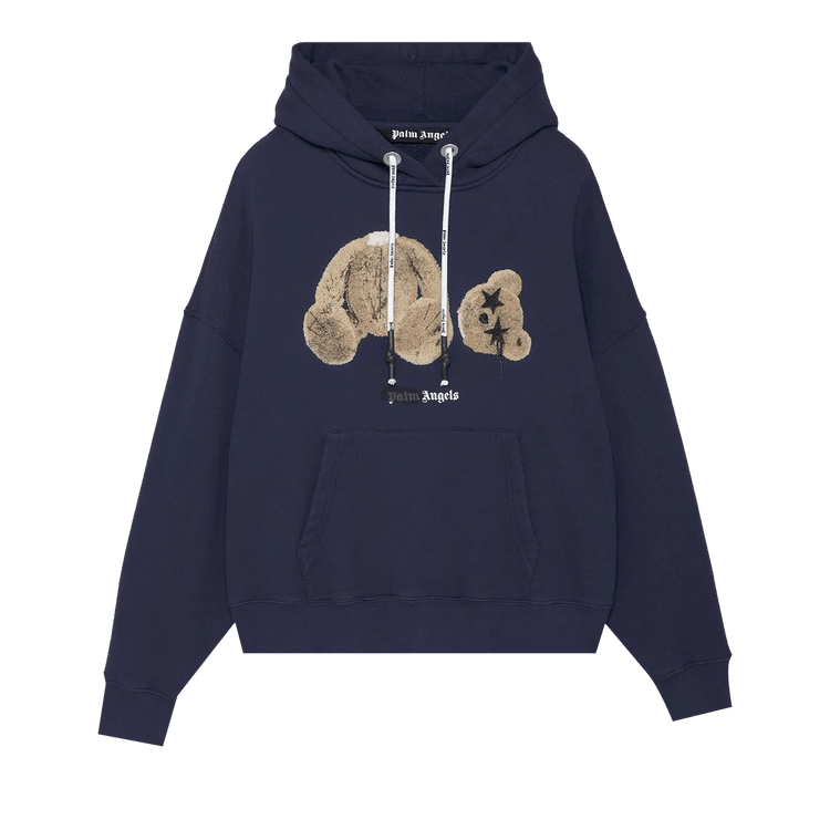 Palm Angels Spray Bear Hoodie 'navy/brown'
