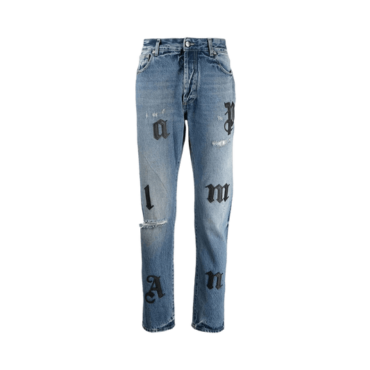 Palm Angels Logo Patch Classic 5 Pocket Jeans 'blue/black'