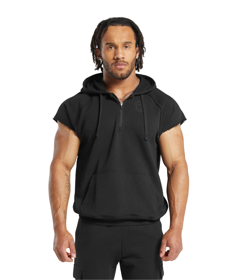 Gymshark Legacy 1/4 Zip Cap Sleeve Hoodie Black