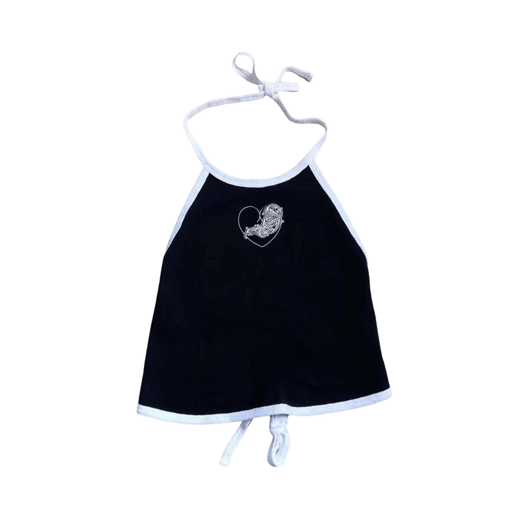 Chrome Hearts Heart Halter Top 'black/white'