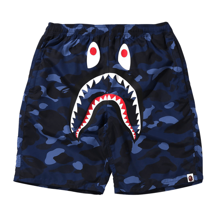 Bape Color Camo Shark Beach Shorts 'navy'