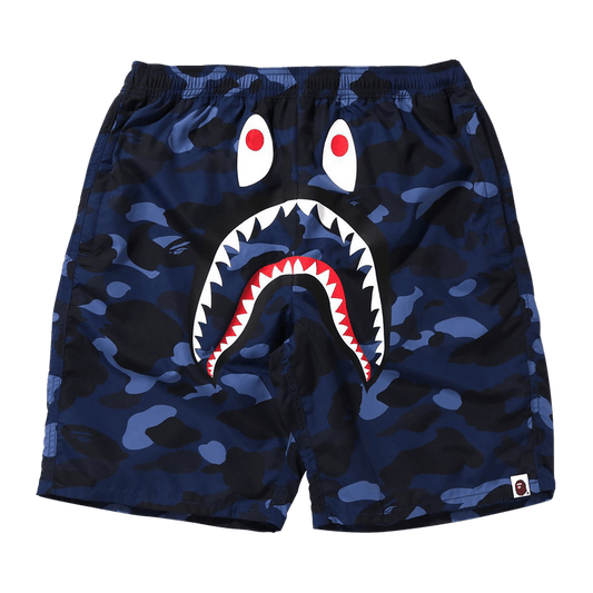 Bape Color Camo Shark Beach Shorts 'navy'
