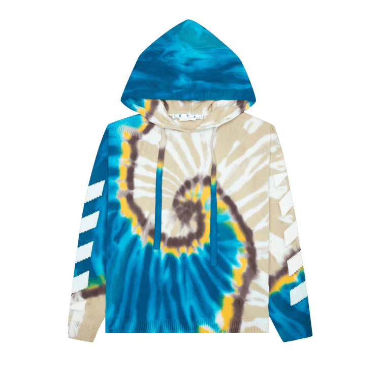 Off White Diag Tie Dye Knit Hoodie 'bone/white'