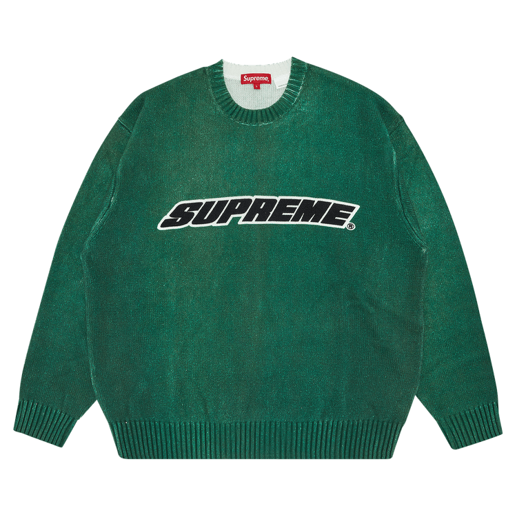 Supreme Printed Washed Sweater 'olive'