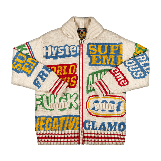 Supreme X Hysteric Glamour Logos Zip Up Sweater 'natural'