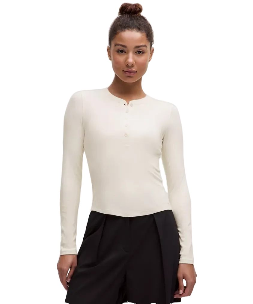 Lululemon Hold Tight Long Sleeve Henley Light Ivory