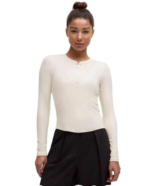 Lululemon Hold Tight Long Sleeve Henley Light Ivory
