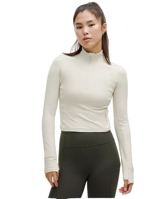 Lululemon It's Rulu Cropped Half Zip Updated Bone
