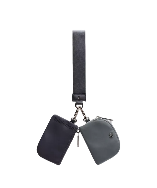 Lululemon Dual Pouch Wristlet Oil Grey/black Nigh
