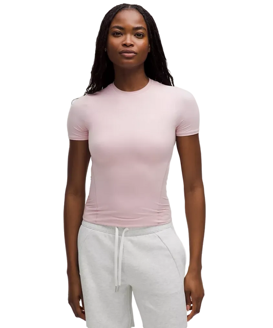 Lululemon Wundermost Ultra Soft Nulu Hip Length Crewneck Shirt Pink Haze