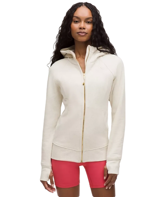 Lululemon Scuba Full Zip Hoodie Heathered Light Ivory/gold