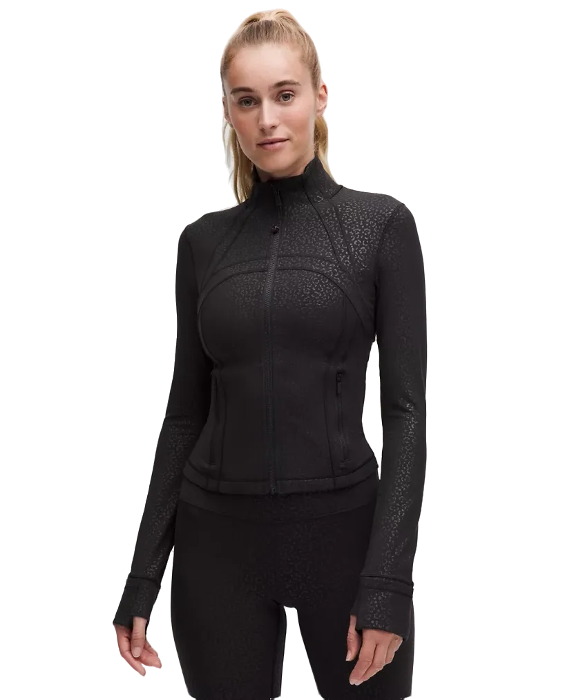 Lululemon Define Cropped Jacket Nulu Leopard Daisy Emboss Black