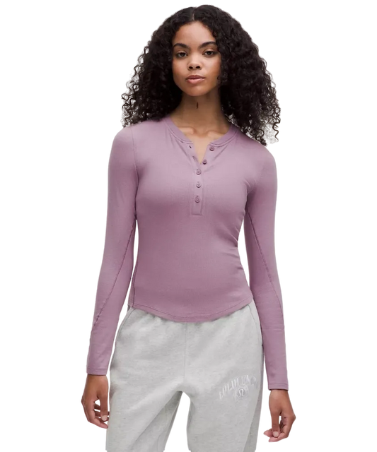 Lululemon Hold Tight Long Sleeve Henley Lavender Lux