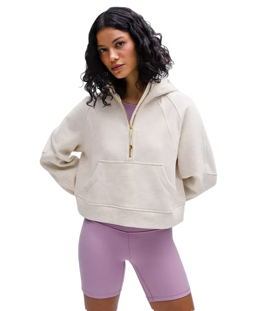 Lululemon Scuba Oversized Half Zip Hoodie Heathered Bone/gold