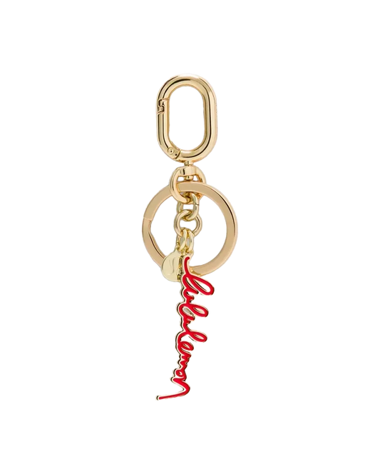 Lululemon Metal Script Keychain Lulu Red/gold