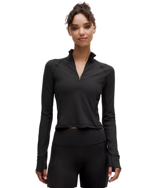 Lululemon It's Rulu Cropped Half Zip Updated Black