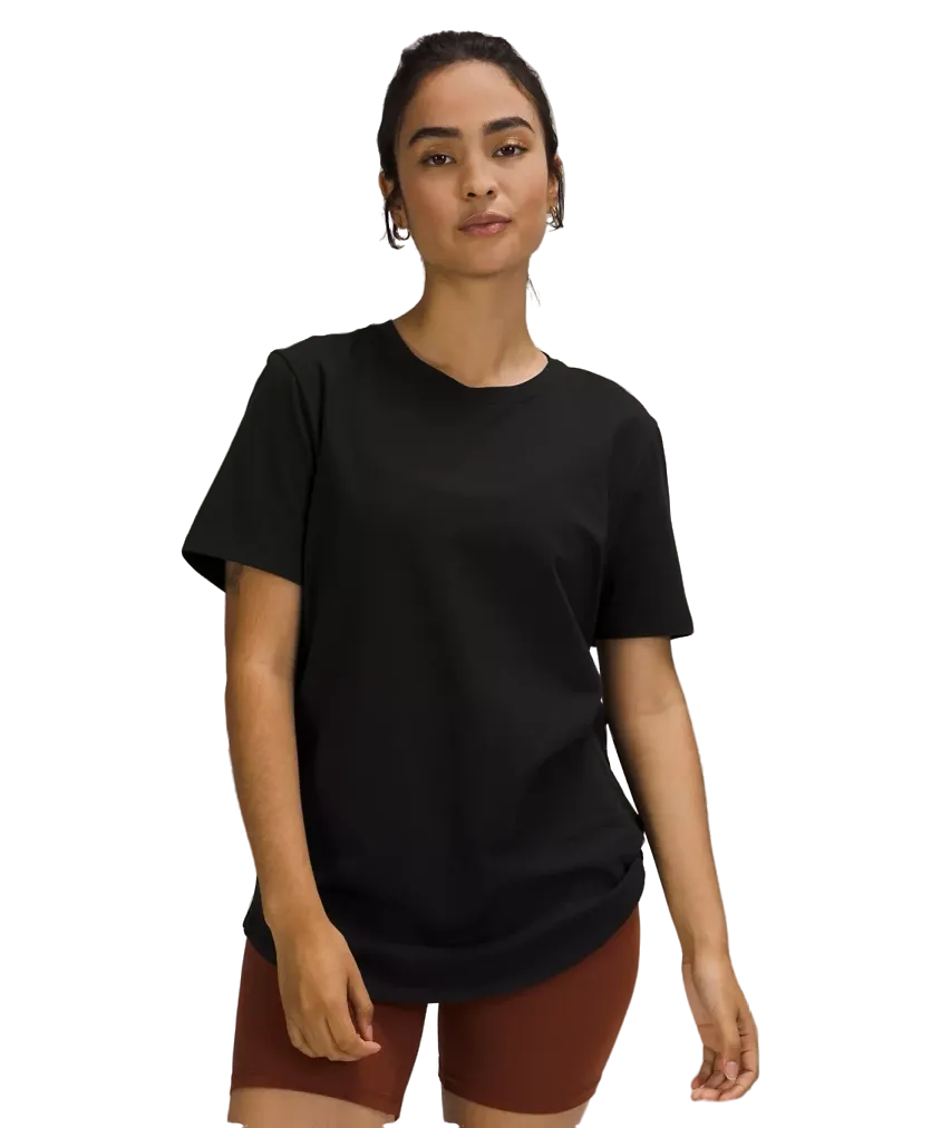 Lululemon Love Curved Hem Crewneck T Shirt Pink Haze Black