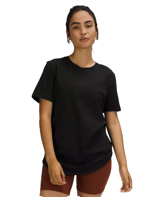 Lululemon Love Curved Hem Crewneck T Shirt Pink Haze Black
