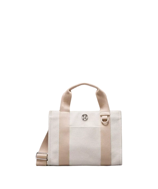 Lululemon Two Tone Canvas Mini Tote Bag 4.5l Mojave Tan/light Ivory