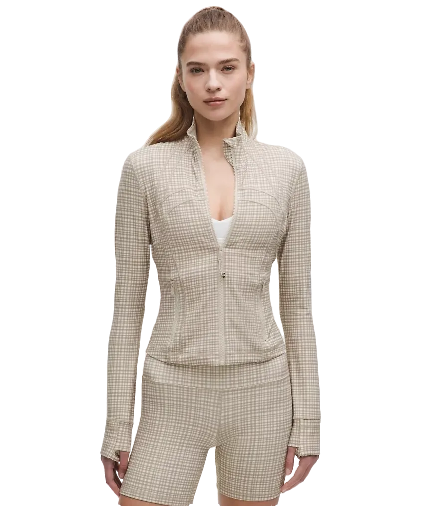 Lululemon Define Cropped Jacket Nulu Glow Grid Light Ivory Multi