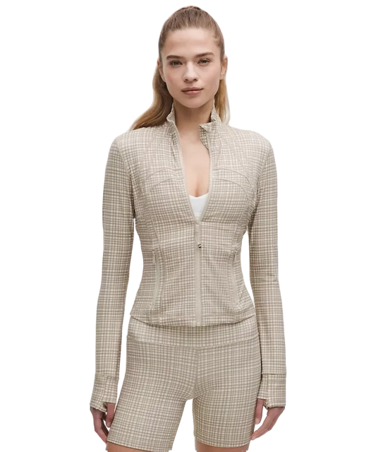 Lululemon Define Cropped Jacket Nulu Glow Grid Light Ivory Multi