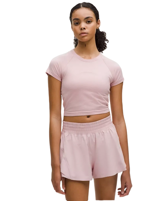 Lululemon Swiftly Tech Cropped Short Sleeve Shirt 2.0 Pink Haze