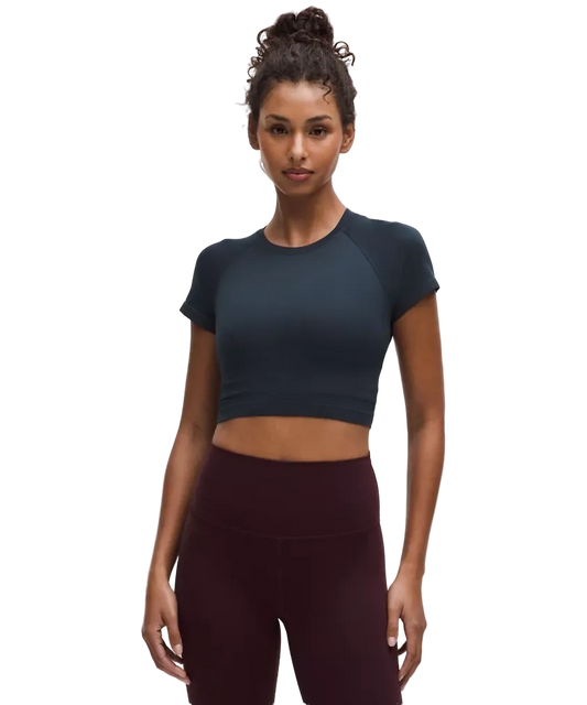 Lululemon Swiftly Tech Cropped Short Sleeve Shirt 2.0 True Navy