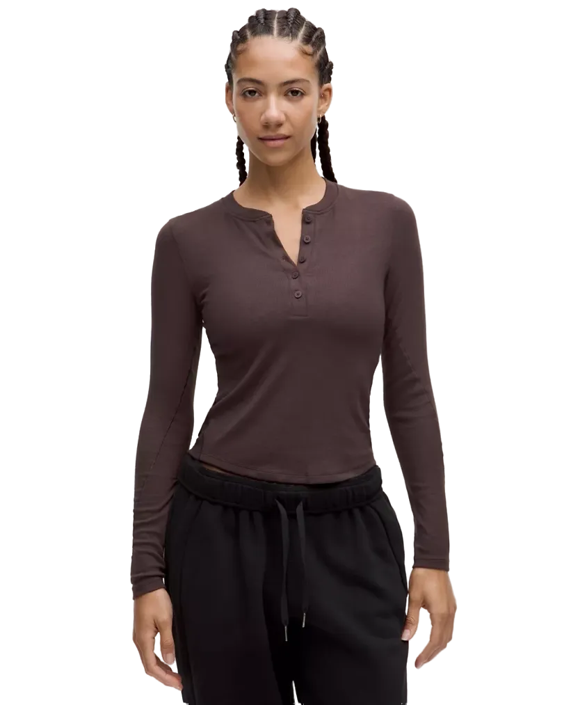 Lululemon Hold Tight Long Sleeve Henley Sheer Oak