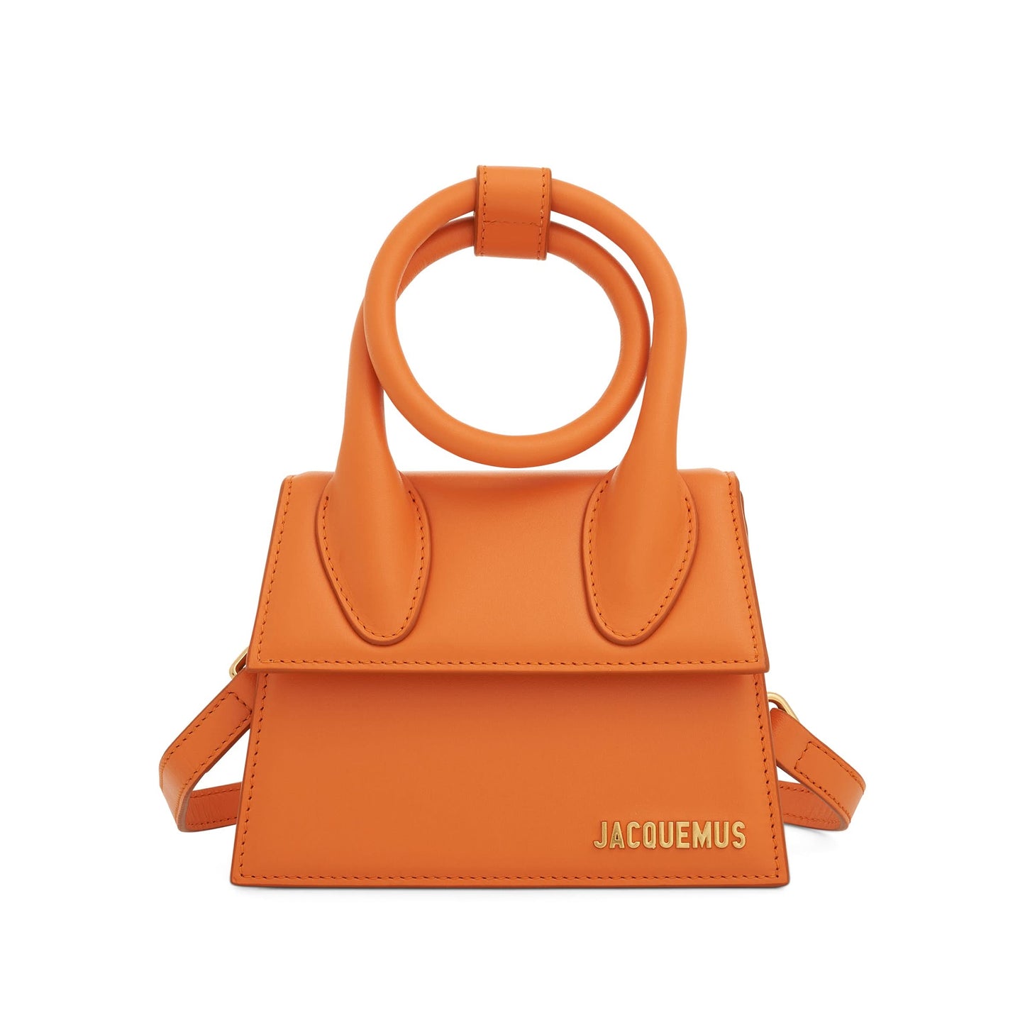 Le Chiquito Noeud Leather Bag In Orange