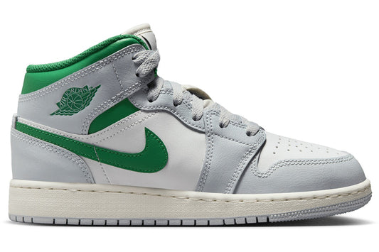 Jordan 1 Mid White Pure Platinum Pine Green (gs)